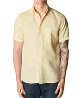 Slim-Fit Solid Linen Short Sleeve Shirt