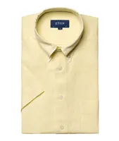 Slim-Fit Solid Linen Short Sleeve Shirt