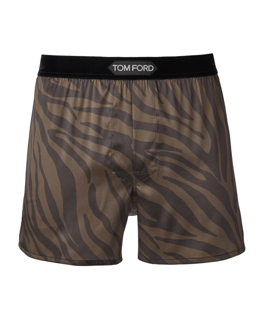 Zebra Patterned Stretch-Silk Short Boxers