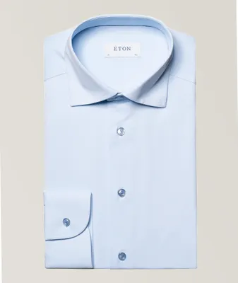 Slim Fit Four-Way Stretch Shirt with Tonal Buttons