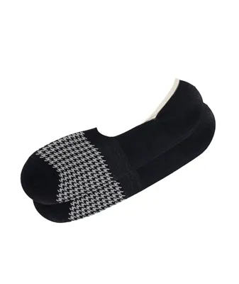 Houndstooth Patterned Cotton-Blend No-Show Socks
