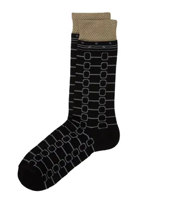 Geometric Patterned Cotton-Blend Dress Socks