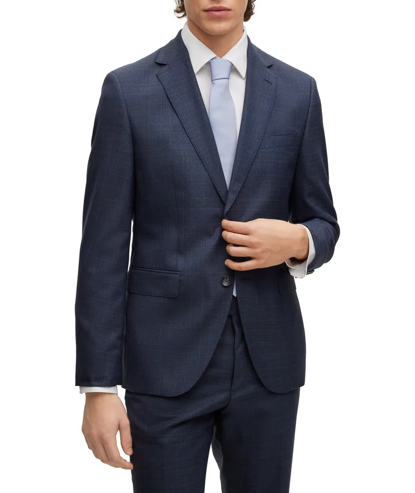 Virgin Wool Checked Serge Suit