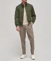 Short-Sleeve Cotton-Linen Zip Polo