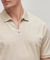 Short-Sleeve Cotton-Linen Zip Polo