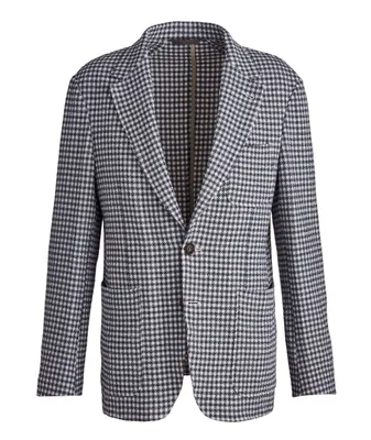Checkered Cotton-Linen Blend Sport Jacket