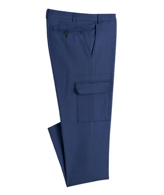 Solid Lyocell-Stretch Cargo Dress Pants