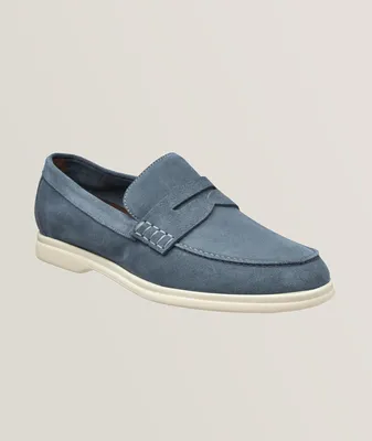 Navy Blue Suede L'Asola Loafers