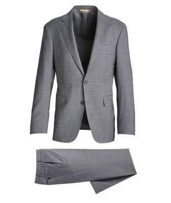 Kei Stretch-Wool Tonal Plaid Suit
