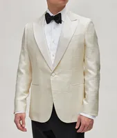 Silk-Linen Pindot Tuxedo Jacket