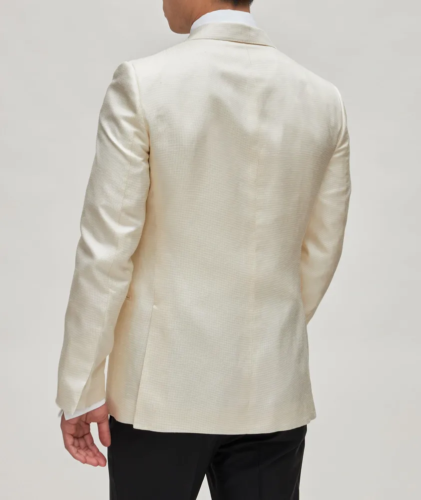 Silk-Linen Pindot Tuxedo Jacket