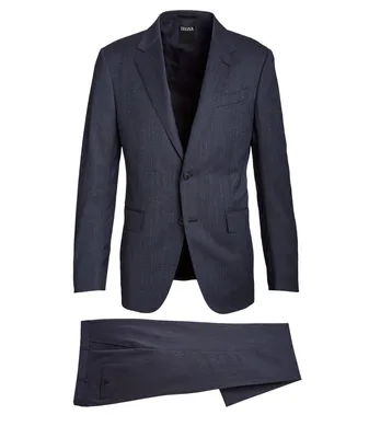 Natural Mélange Wool Crepe Suit