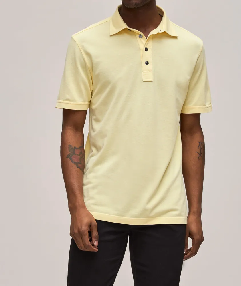 Short-Sleeve Cotton-Silk Piqué Knit Polo