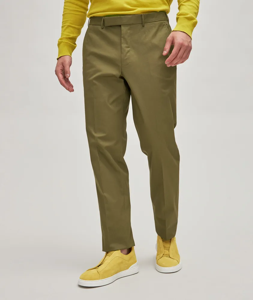 Pleated Sartorial Stretch-Cotton Trousers