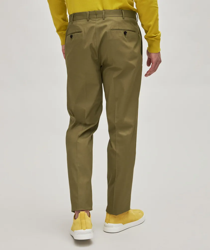 Pleated Sartorial Stretch-Cotton Trousers