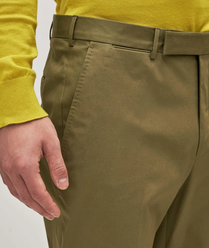 Pleated Sartorial Stretch-Cotton Trousers