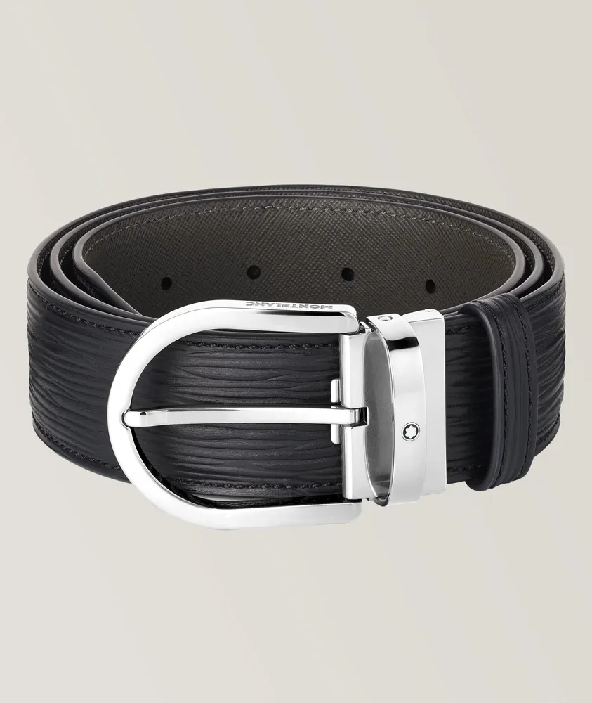 Pin Buckle Grained Leather Belt