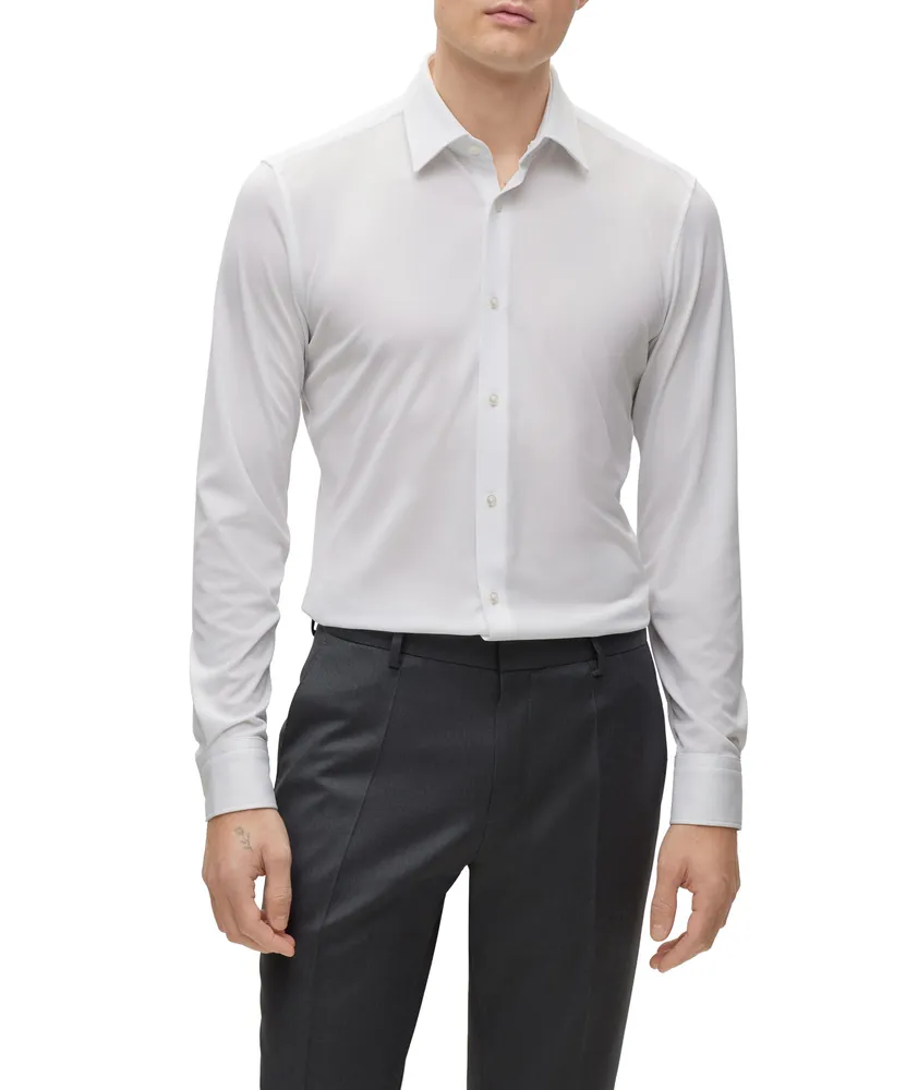 Slim-Fit Italian Cotton Jersey Dress Shirt