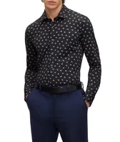 Slim-Fit Stretch-Jersey Printed Sport Shirt