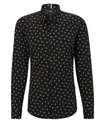 Slim-Fit Stretch-Jersey Printed Sport Shirt