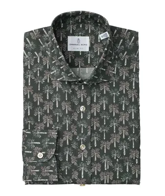 Modern-Fit Palm Tree Print Poplin Dress Shirt