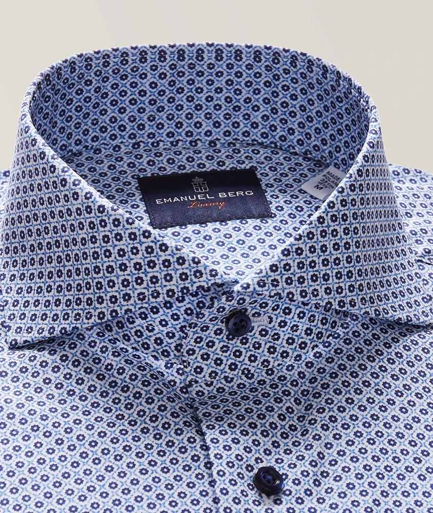 Micro Medallion Print Luxury Sport Shirt