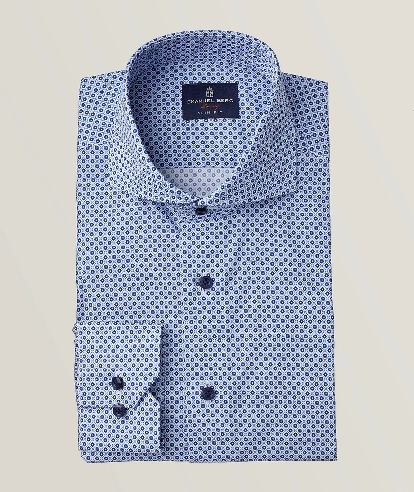 Micro Medallion Print Luxury Sport Shirt