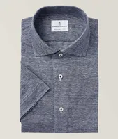 Short-Sleeve Stretch-Linen Blend Shirt