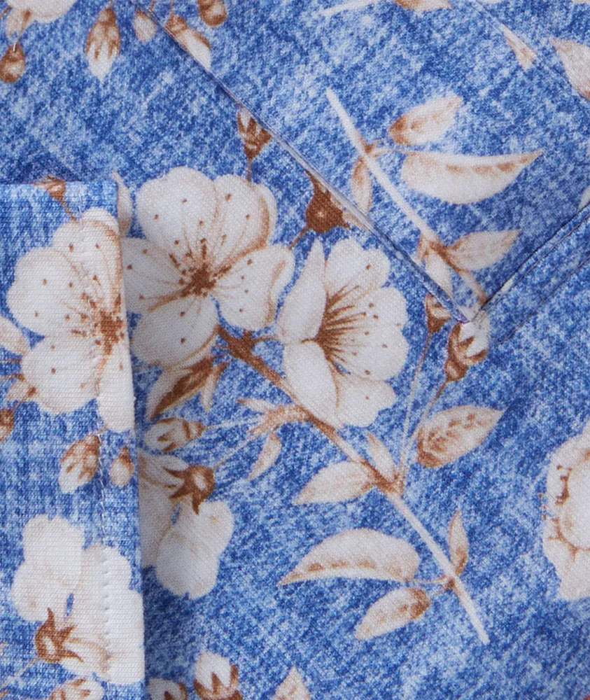 Short-Sleeve Floral Print Jersey Stretch-Cotton Shirt