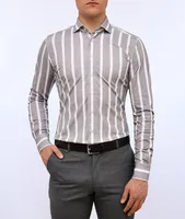 Striped Pattern Byron Modern 4-Flex Stretch-Cotton Knit Shirt