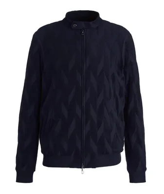 Chevron Motif Jersey Blouson Jacket