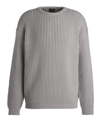 Virgin Wool Thick Rib-Knitted Crewneck Sweater