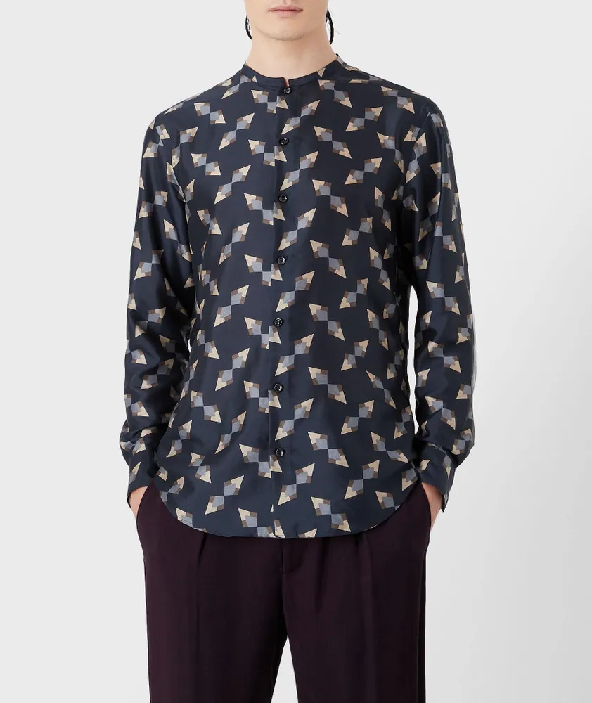 Geometric Silk Dress Shirt