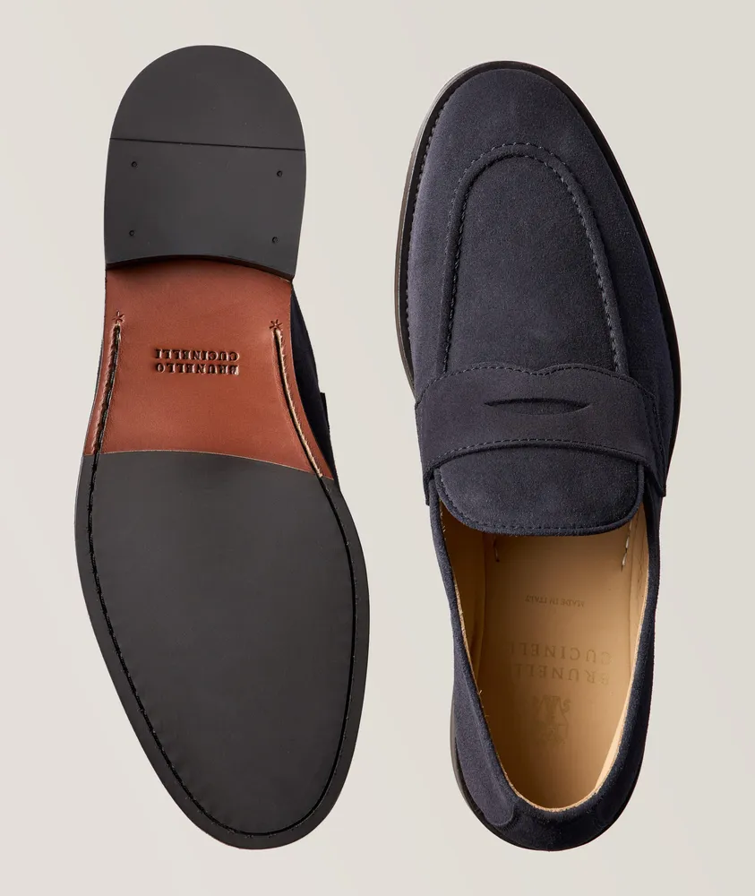 Suede Leather Flex Penny Loafers