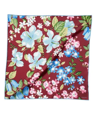 Hand Painted Floral Silk Pocket Square