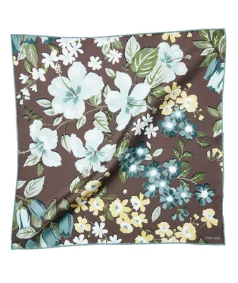 Painted Floral Silk Pocket Square