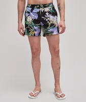 Slim Fit Orchid Pattern Swim Shorts