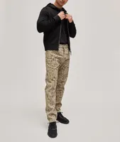 Slim-Fit Distressed Leopard Pattern Cotton Jeans