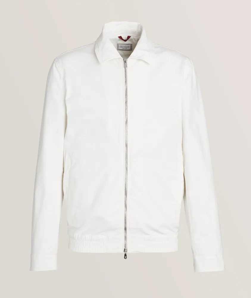 Stretch-Cotton Two-Way Zip Bomber