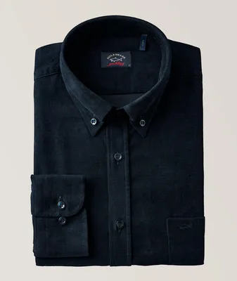 Button Down Collar Corduroy Stretch Cotton Sport Shirt