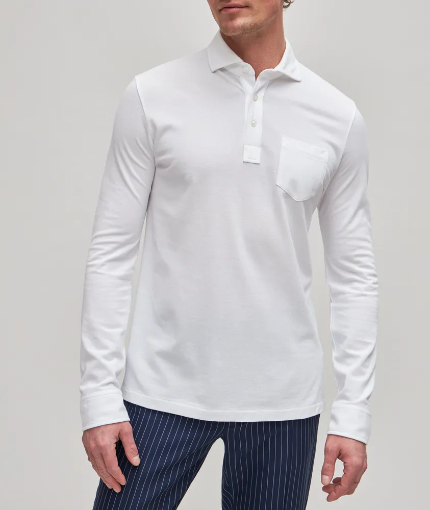 Long-Sleeve Mercerized Pique Polo