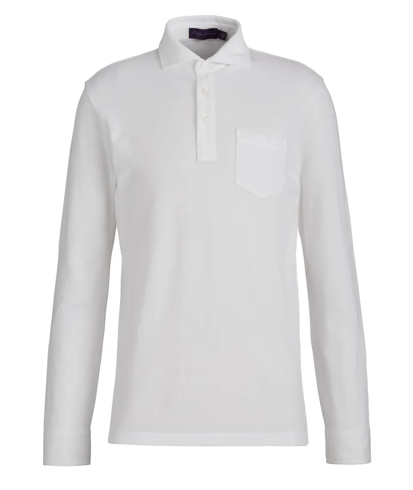 Long-Sleeve Mercerized Pique Polo