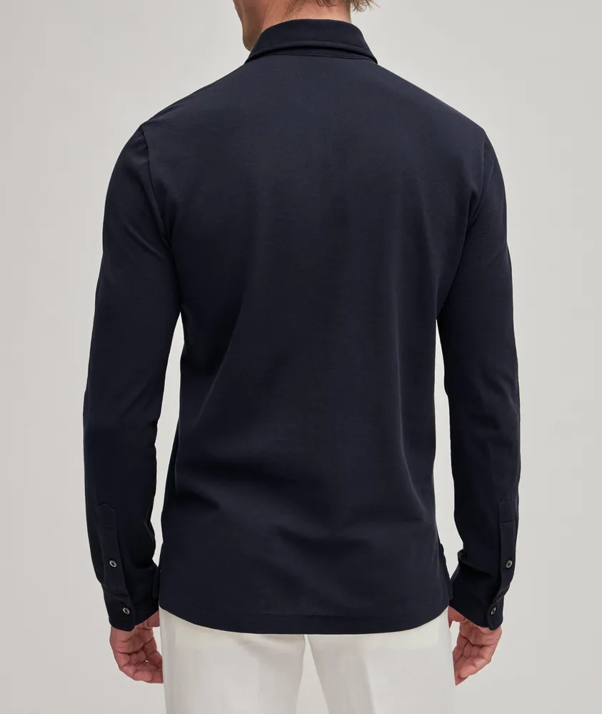 Long-Sleeve Pique Polo