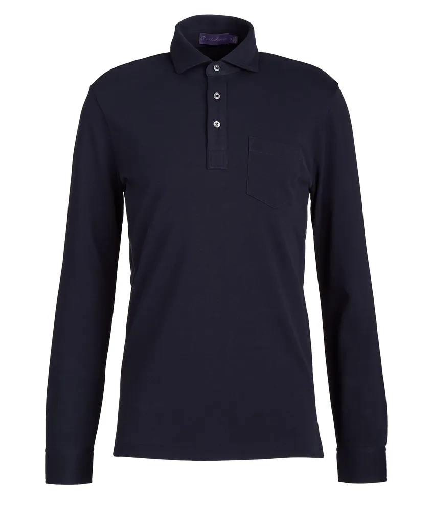 Long-Sleeve Pique Polo