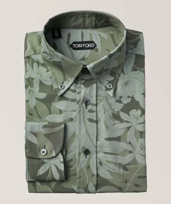 Orchid Camo Pattern Button-Down Collar Sport Shirt