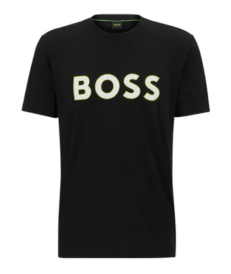 BOSS - Cotton-jersey T-shirt with city artwork and rhinestone logo