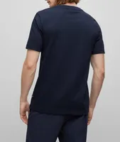 Double Crew Neck Collar Structured Cotton T-Shirt