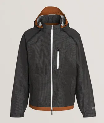Grid Technical-Fabric Hooded Jacket