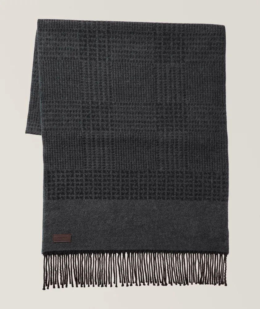 Fringed Checkered Wool Scarf