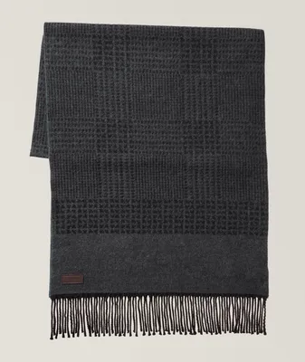 Fringed Checkered Wool Scarf